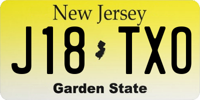 NJ license plate J18TXO