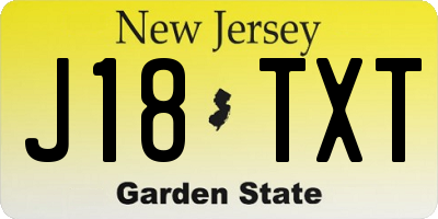 NJ license plate J18TXT