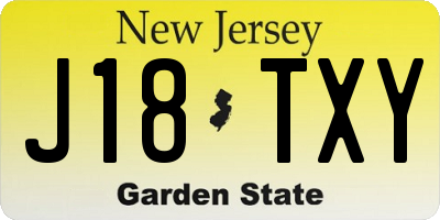 NJ license plate J18TXY