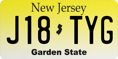 NJ license plate J18TYG