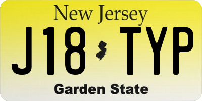 NJ license plate J18TYP