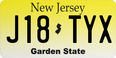 NJ license plate J18TYX