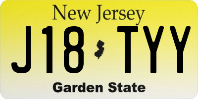 NJ license plate J18TYY