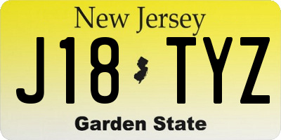 NJ license plate J18TYZ