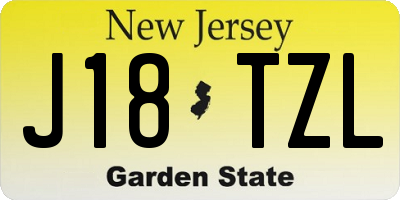 NJ license plate J18TZL