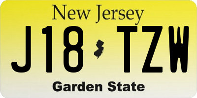 NJ license plate J18TZW