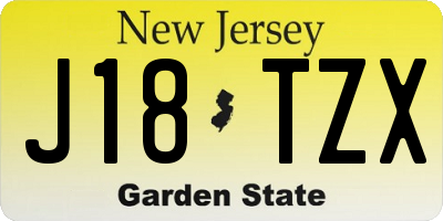 NJ license plate J18TZX