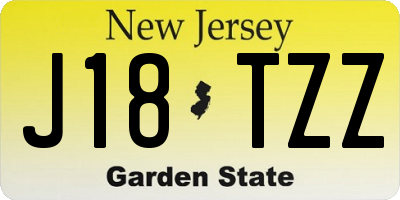 NJ license plate J18TZZ