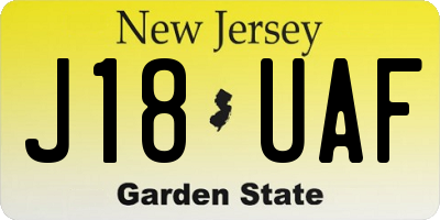 NJ license plate J18UAF