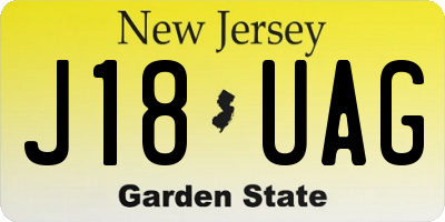 NJ license plate J18UAG