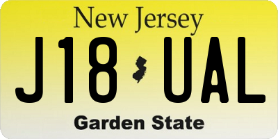 NJ license plate J18UAL