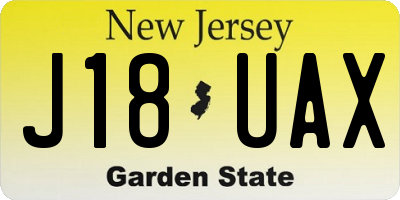 NJ license plate J18UAX