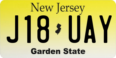 NJ license plate J18UAY