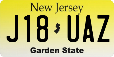 NJ license plate J18UAZ