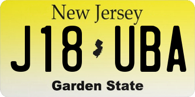 NJ license plate J18UBA