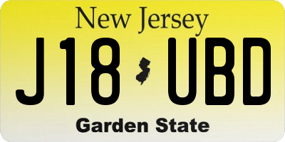 NJ license plate J18UBD