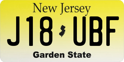 NJ license plate J18UBF