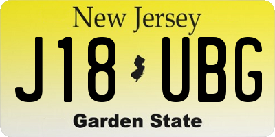 NJ license plate J18UBG