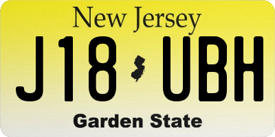 NJ license plate J18UBH