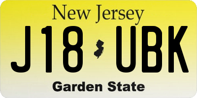 NJ license plate J18UBK
