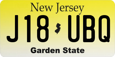 NJ license plate J18UBQ