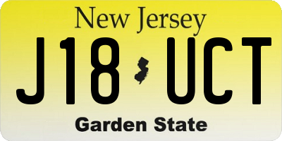 NJ license plate J18UCT
