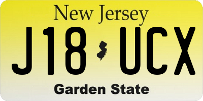 NJ license plate J18UCX