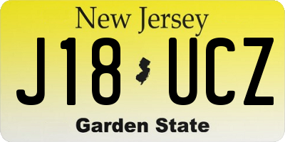 NJ license plate J18UCZ