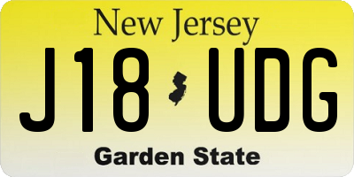 NJ license plate J18UDG