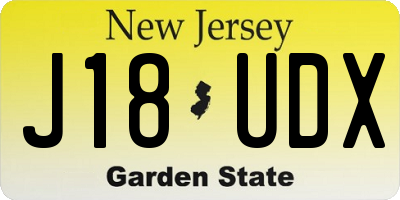 NJ license plate J18UDX