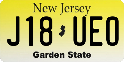 NJ license plate J18UEO