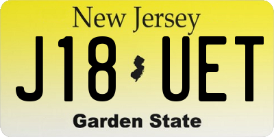 NJ license plate J18UET