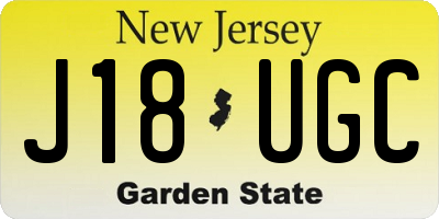 NJ license plate J18UGC