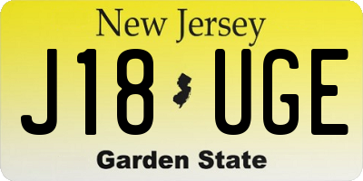 NJ license plate J18UGE
