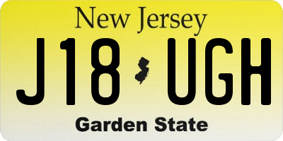 NJ license plate J18UGH