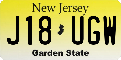 NJ license plate J18UGW