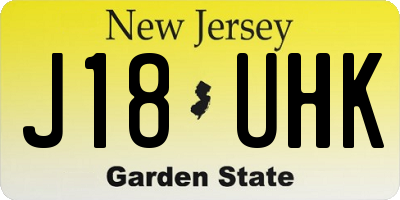 NJ license plate J18UHK