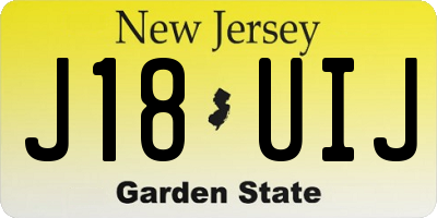 NJ license plate J18UIJ