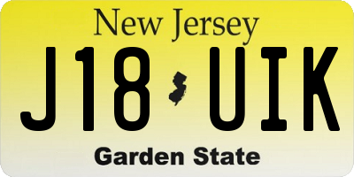 NJ license plate J18UIK