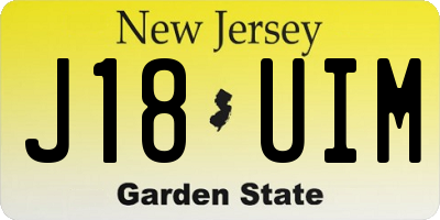 NJ license plate J18UIM
