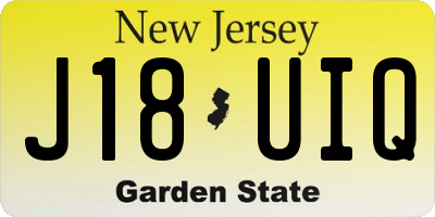 NJ license plate J18UIQ