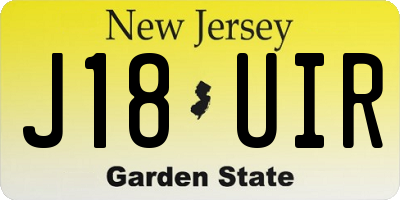 NJ license plate J18UIR