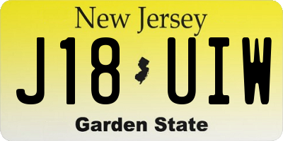 NJ license plate J18UIW