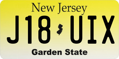 NJ license plate J18UIX