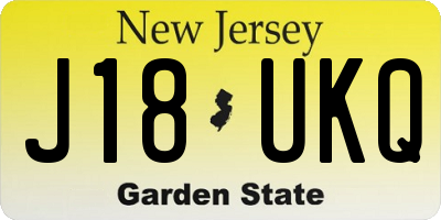 NJ license plate J18UKQ