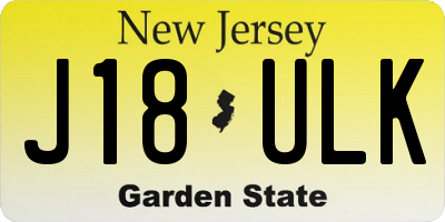NJ license plate J18ULK