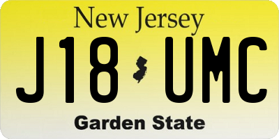 NJ license plate J18UMC