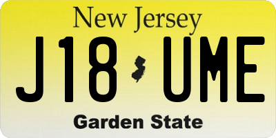 NJ license plate J18UME