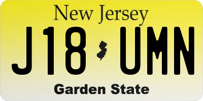 NJ license plate J18UMN