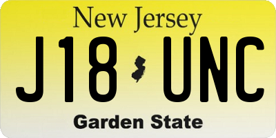 NJ license plate J18UNC